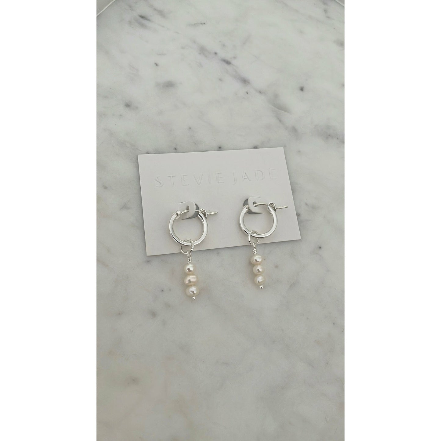 Pearl hoop drop earrings