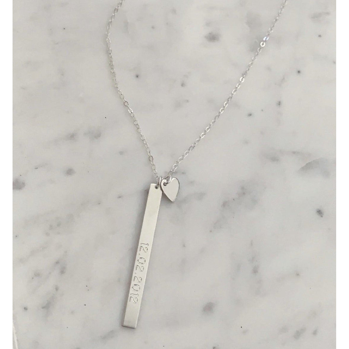 Personalised Vertical Bar Necklace with Heart