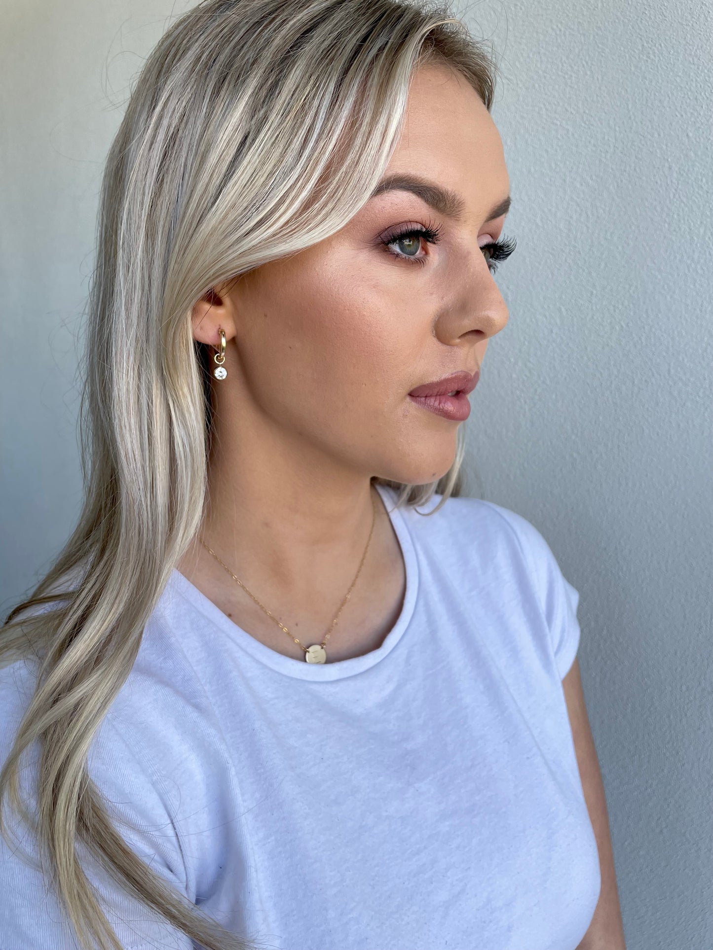 Gold diamond hoop earrings
