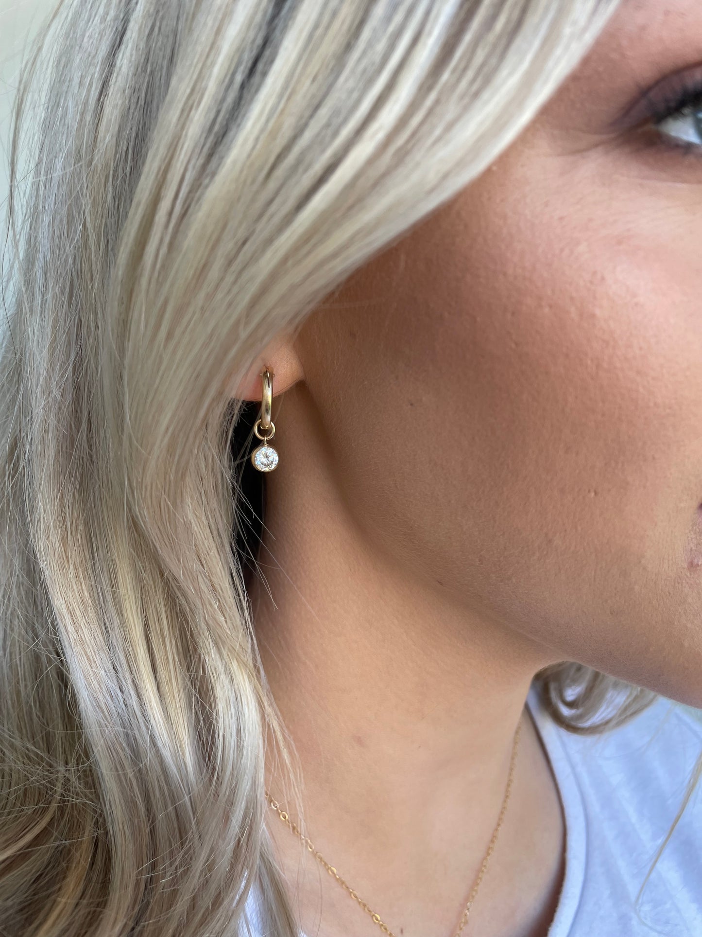 Gold diamond hoop earrings