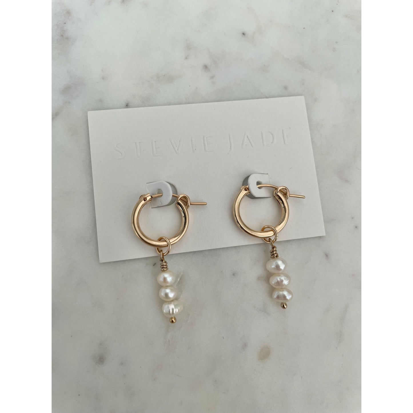 Pearl hoop drop earrings