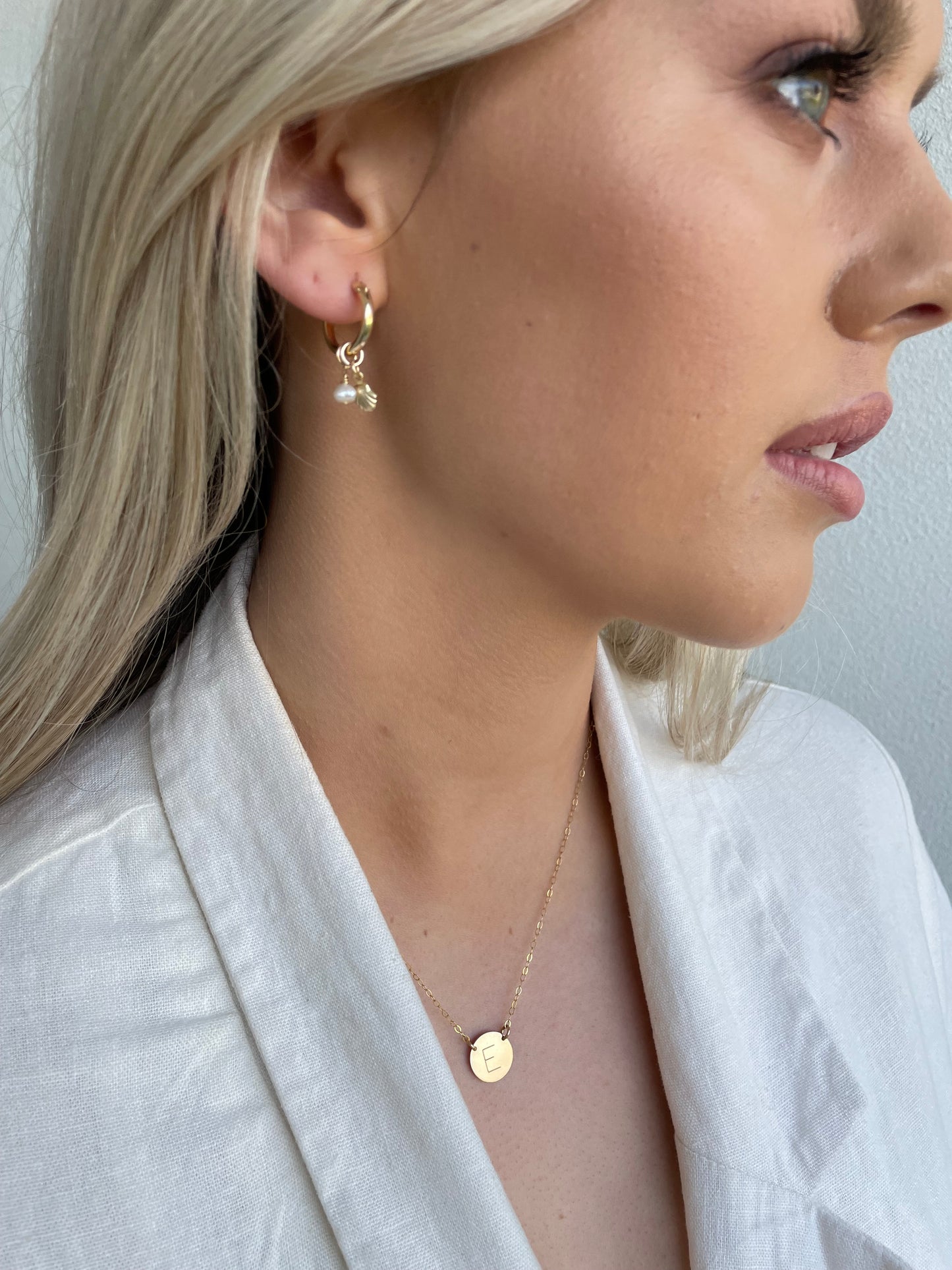 Shell + pearl hoop earrings