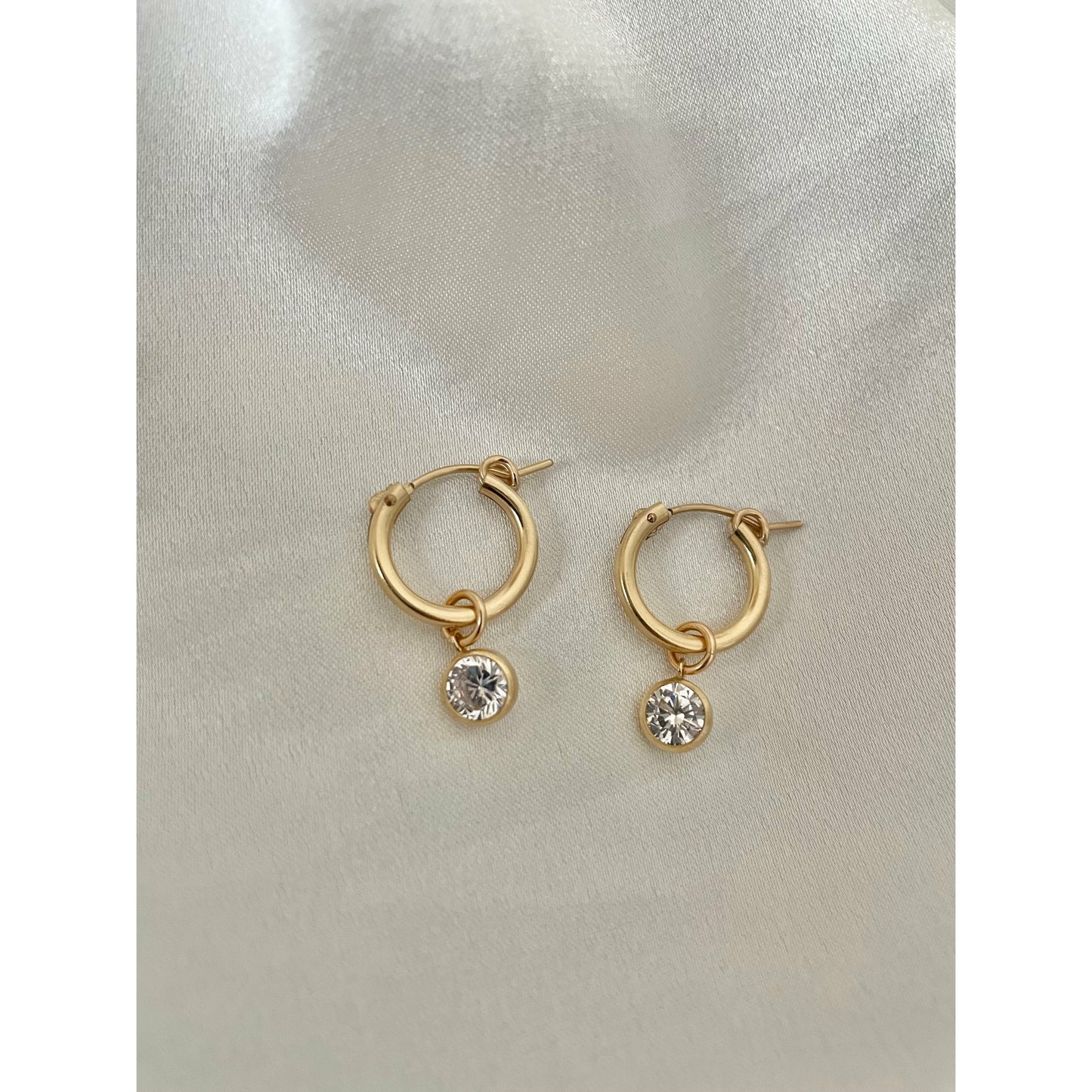 Gold diamond hoop earrings
