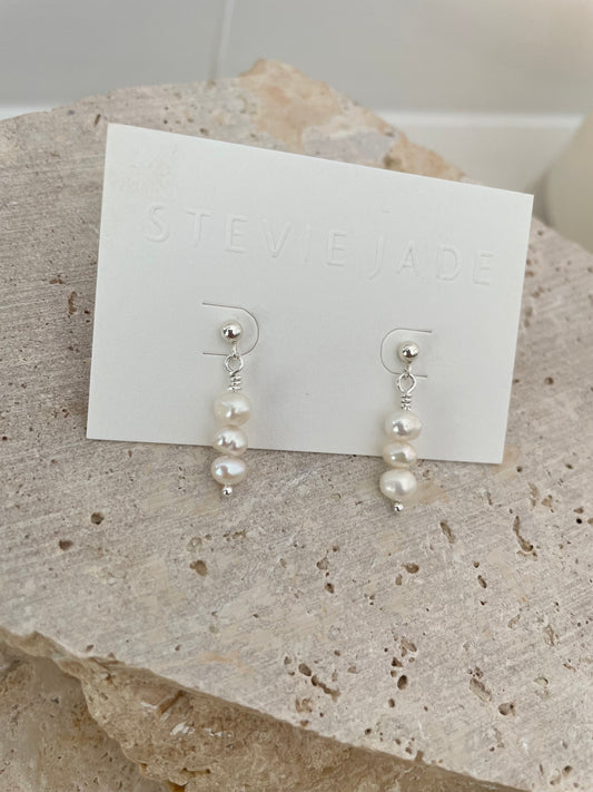 Triple Stack Pearl Drop Earrings