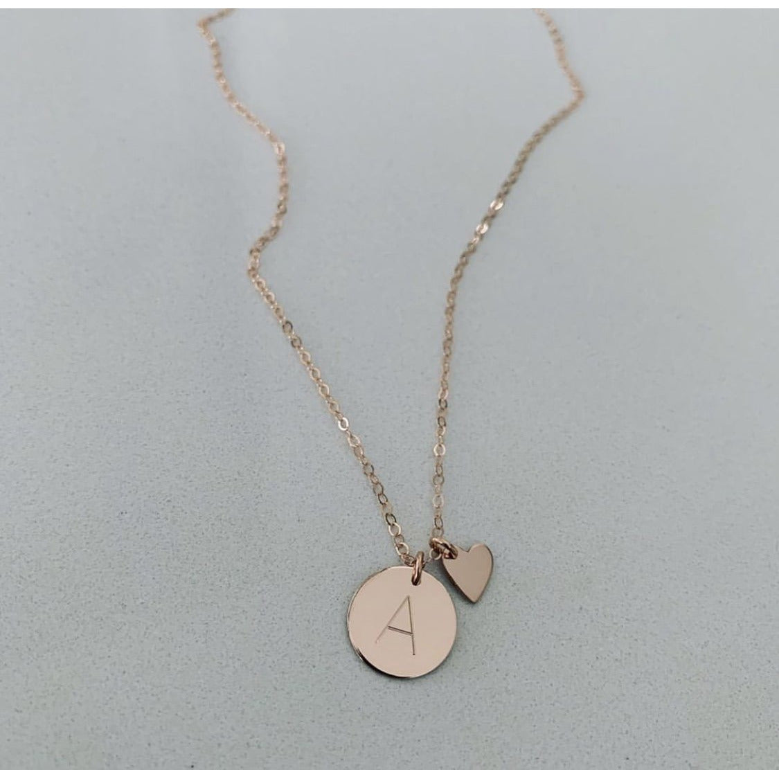 Initial Necklace with Small Heart