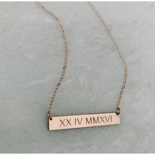 Roman Numeral Bar Necklace