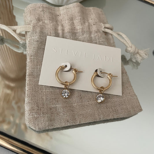 Gold diamond hoop earrings